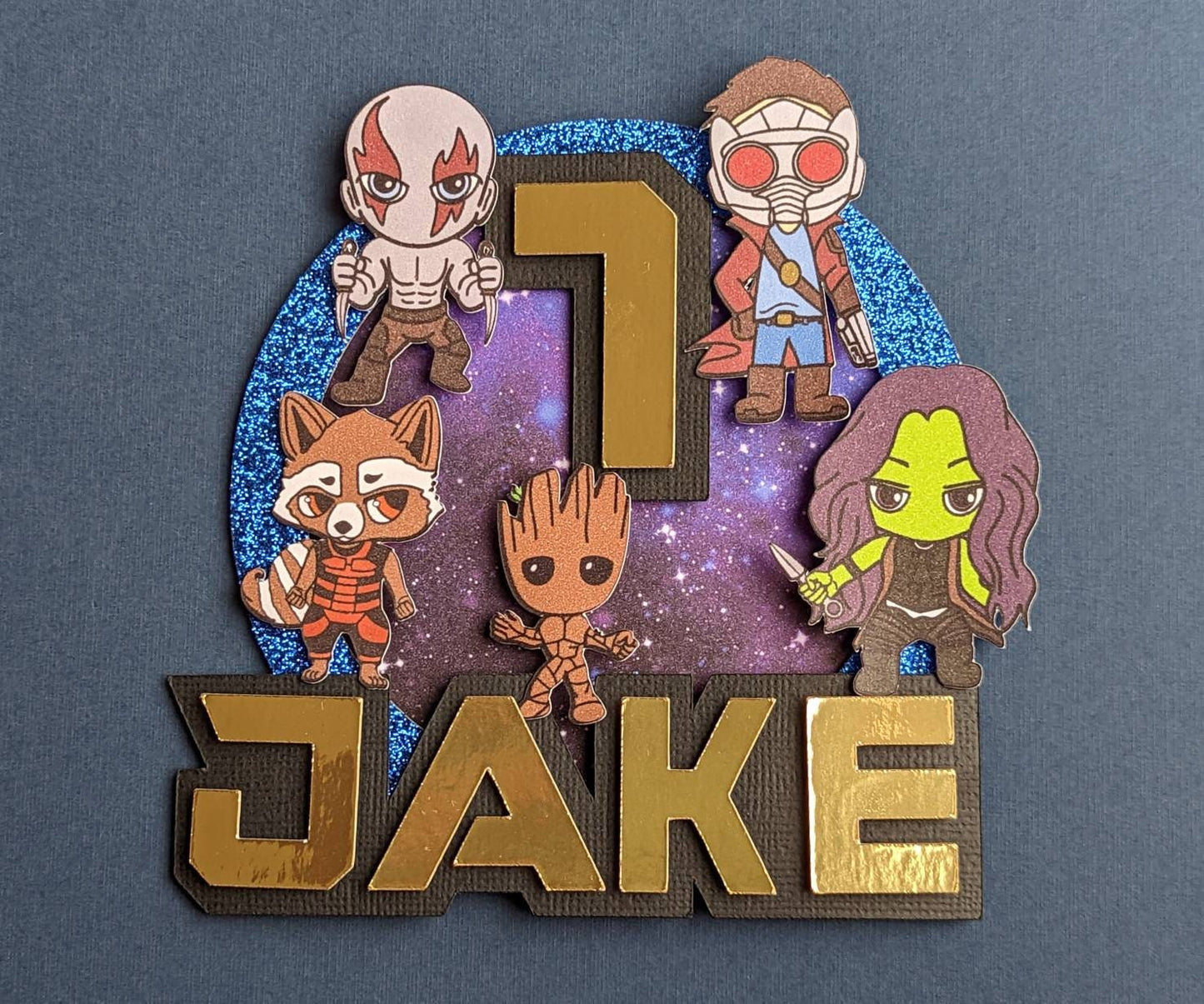 Personalised space superhero cake topper
