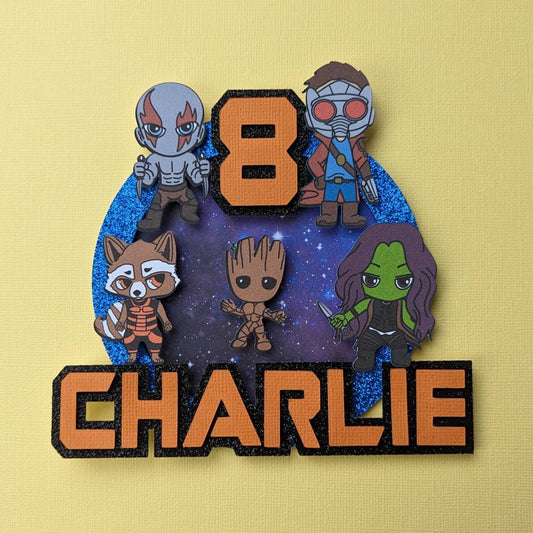 Personalised space superhero cake topper