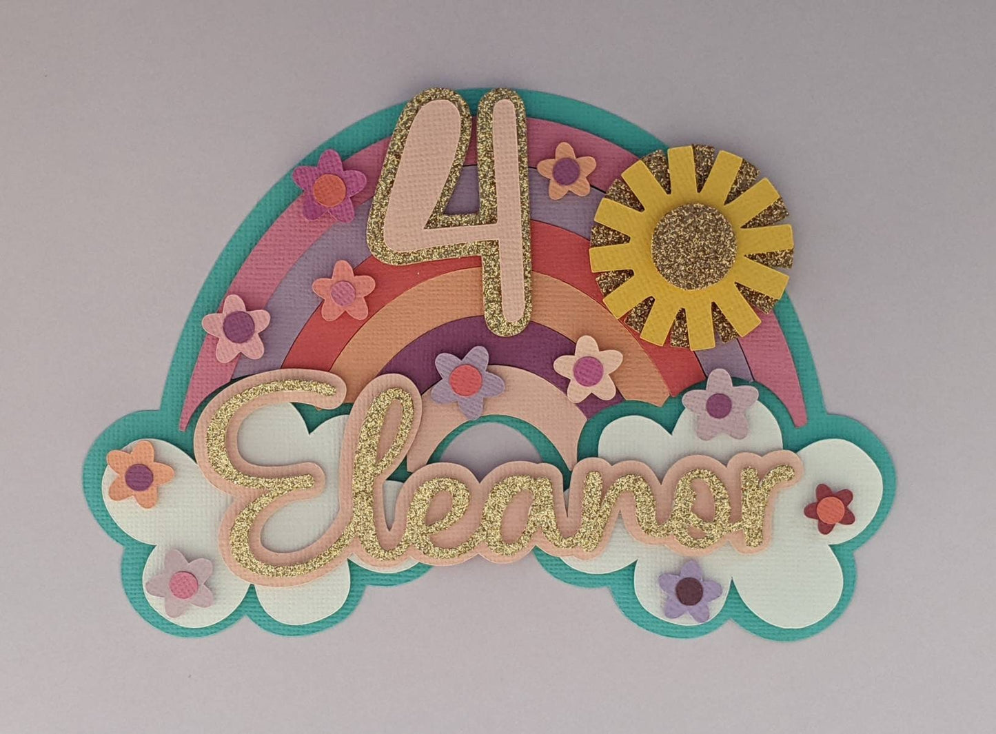 Personalised rainbow cake topper