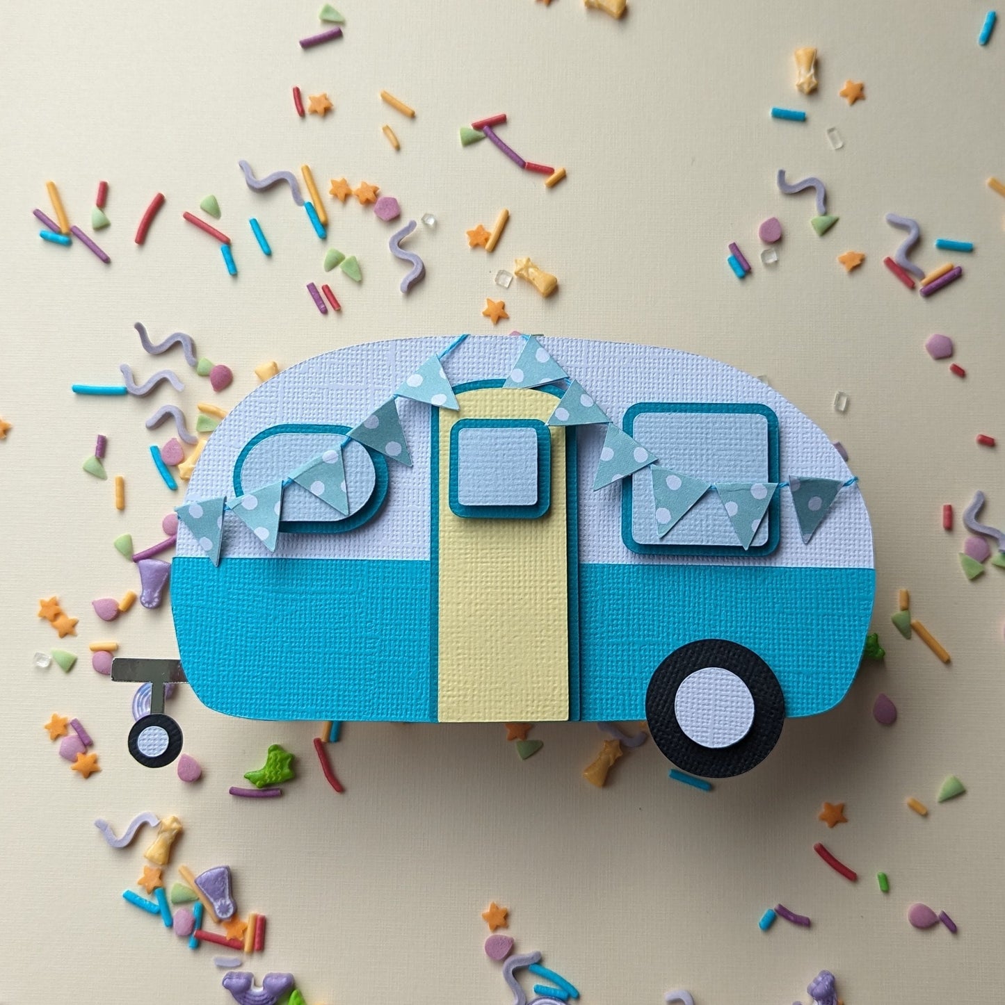 Personalised vintage camper van cake topper