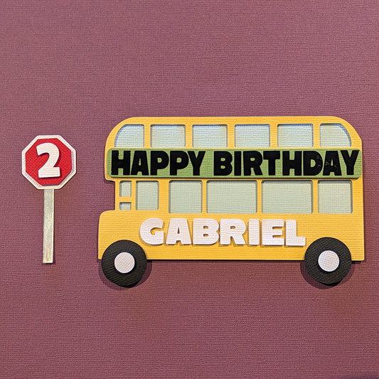 Personalised London bus cake topper