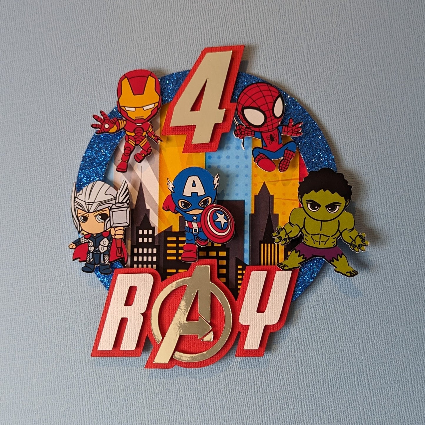 Personalised superhero cake topper