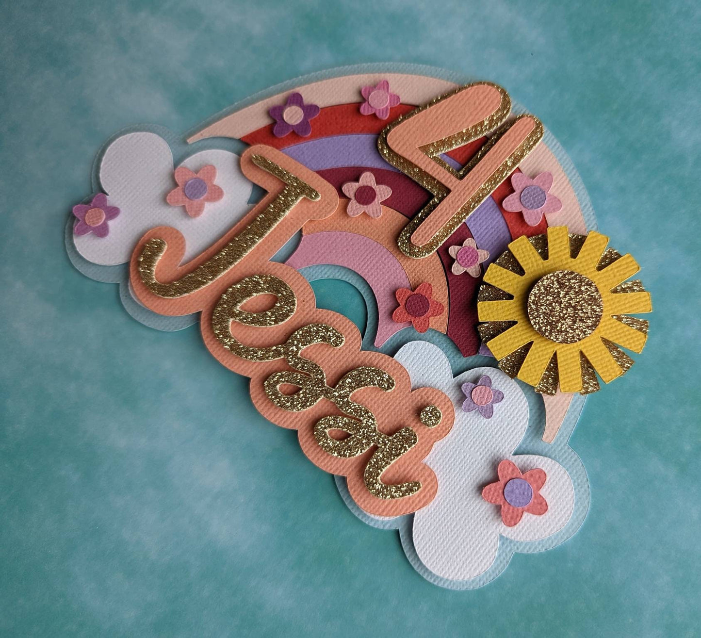 Personalised rainbow cake topper