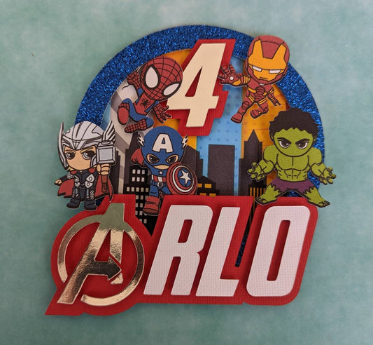 Personalised superhero cake topper