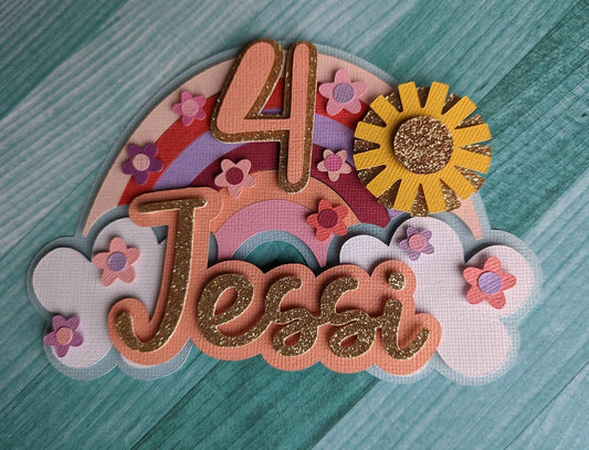 Personalised rainbow cake topper