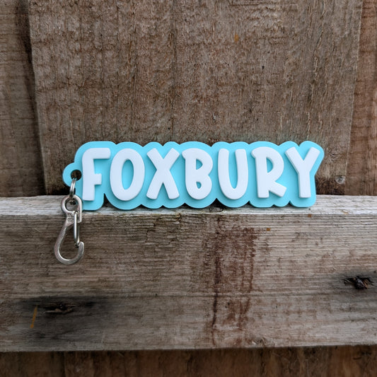 Acrylic layered name bag tag with clip in DEXTER font