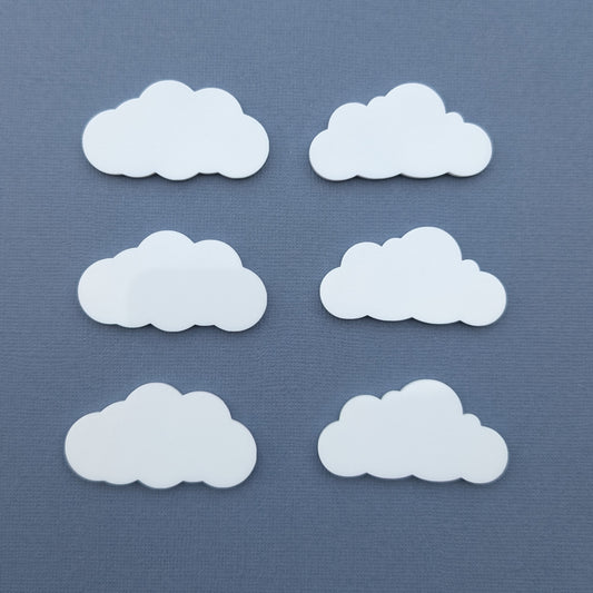 White acrylic cloud cake charm set of 6