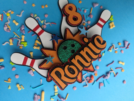 Personalised bowling cake topperr