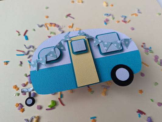 Personalised vintage camper van cake topper