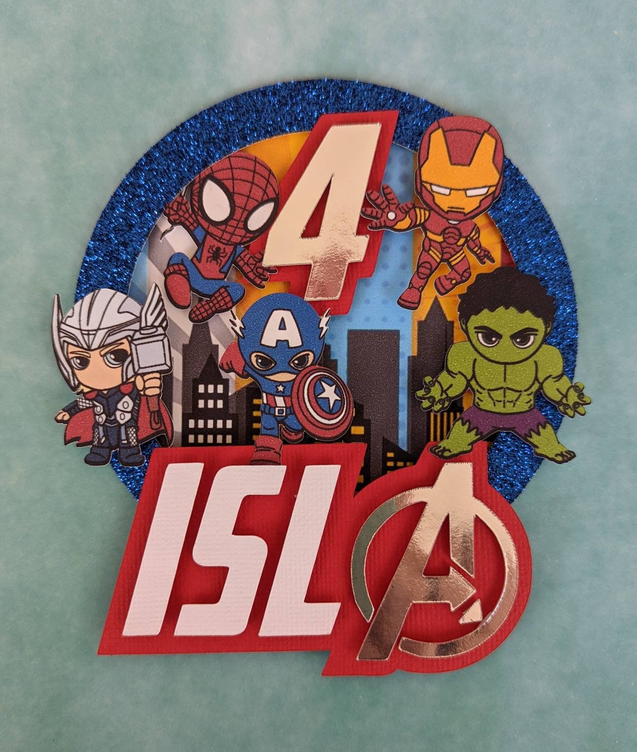Personalised superhero cake topper