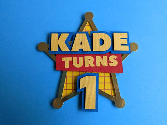 Personalised cowboy sheriff badge cake topper