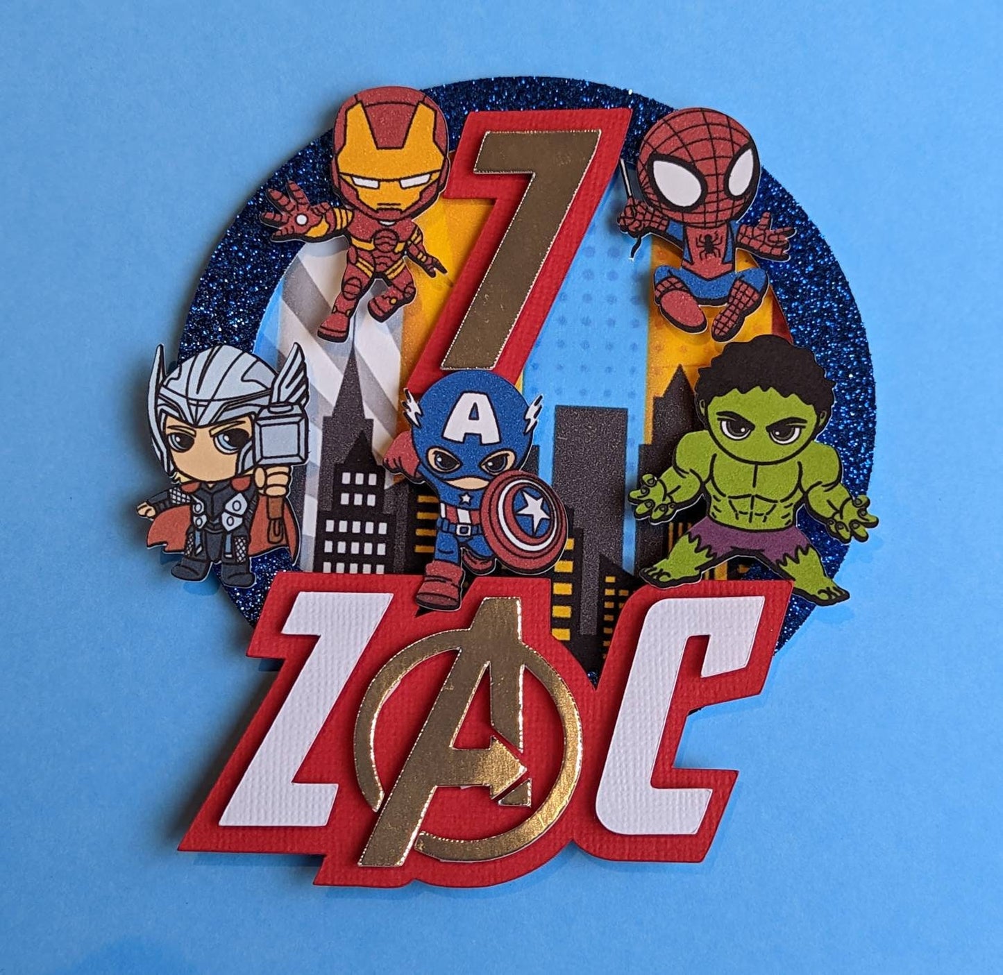 Personalised superhero cake topper