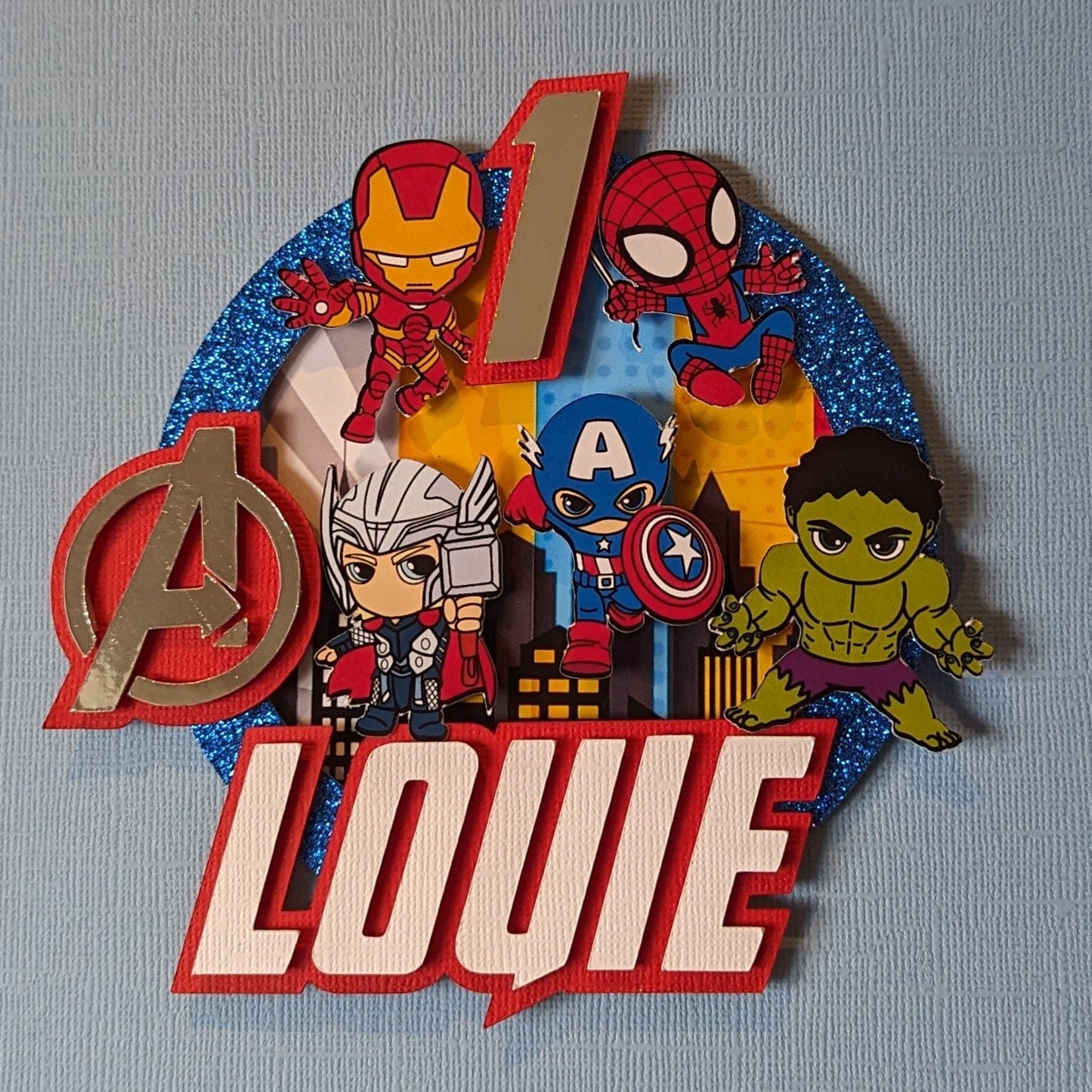Personalised superhero cake topper