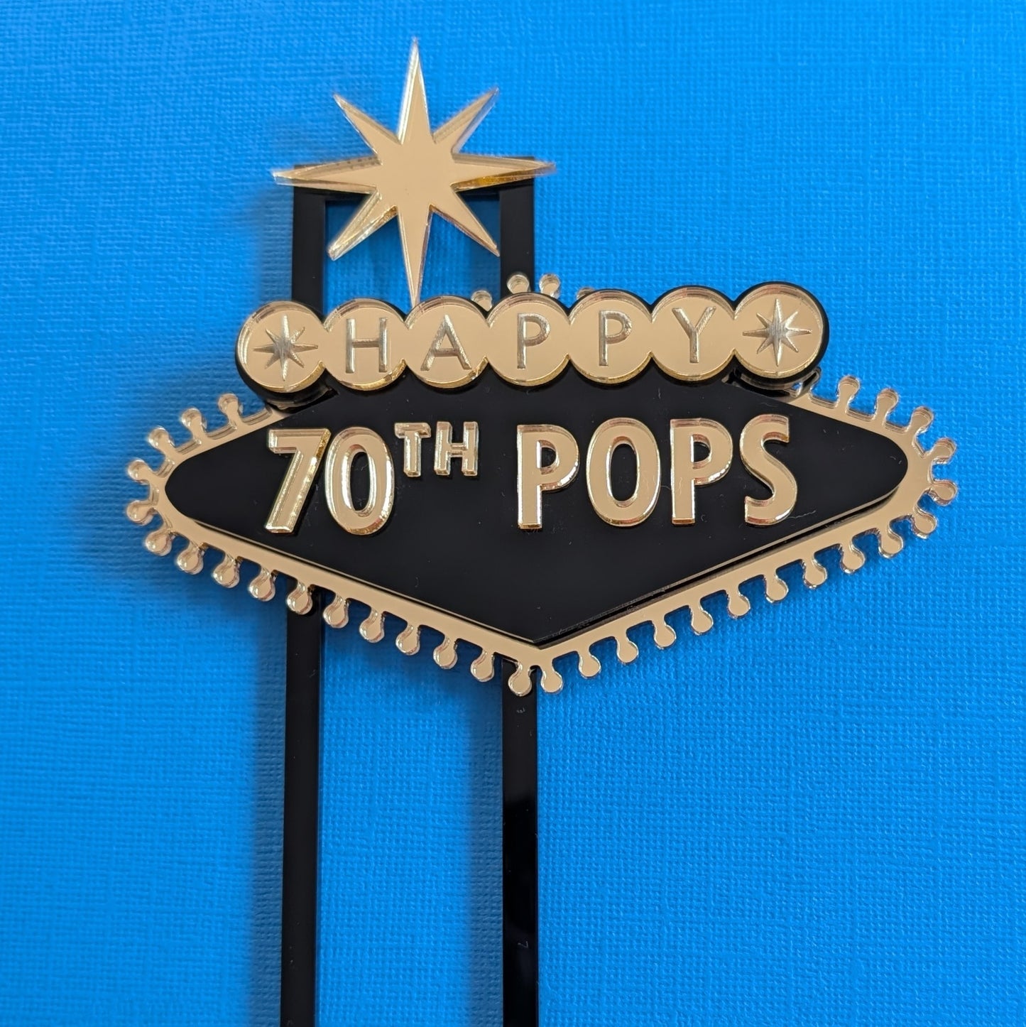Las Vegas inspired acrylic birthday cake topper