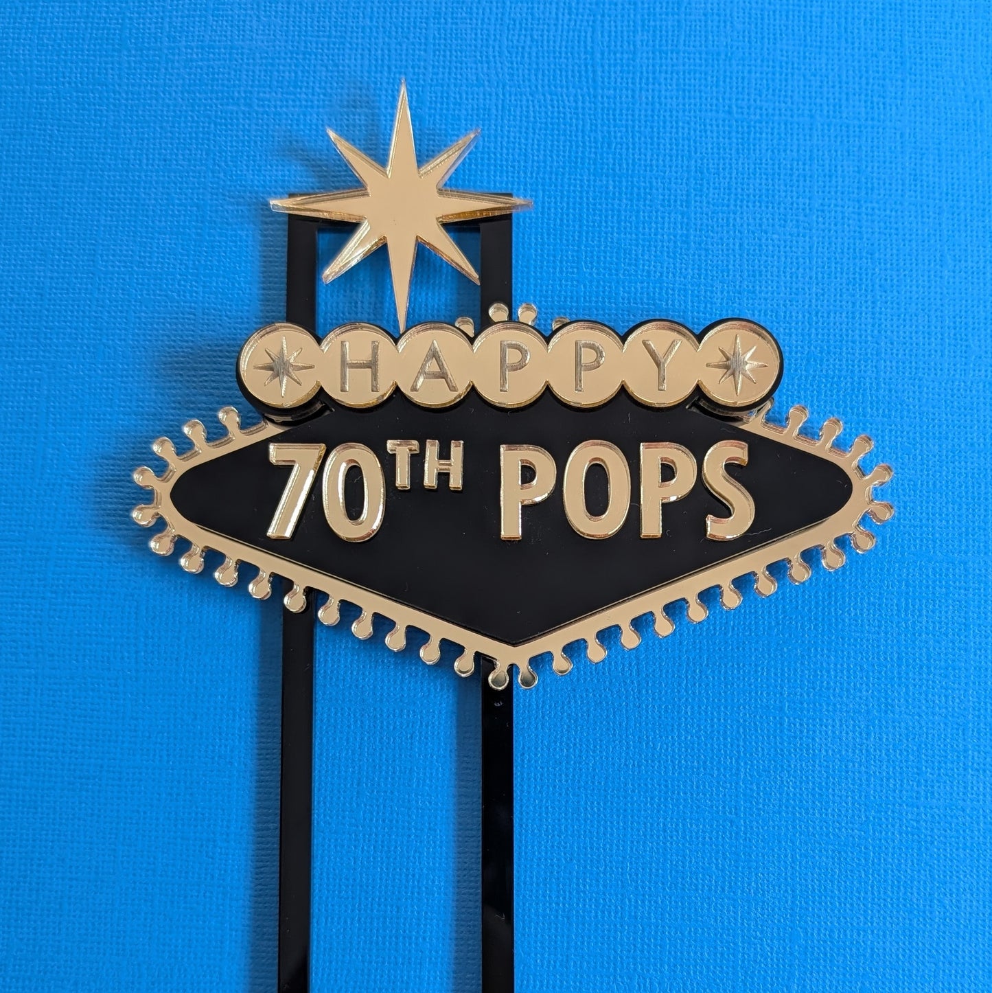 Las Vegas inspired acrylic birthday cake topper