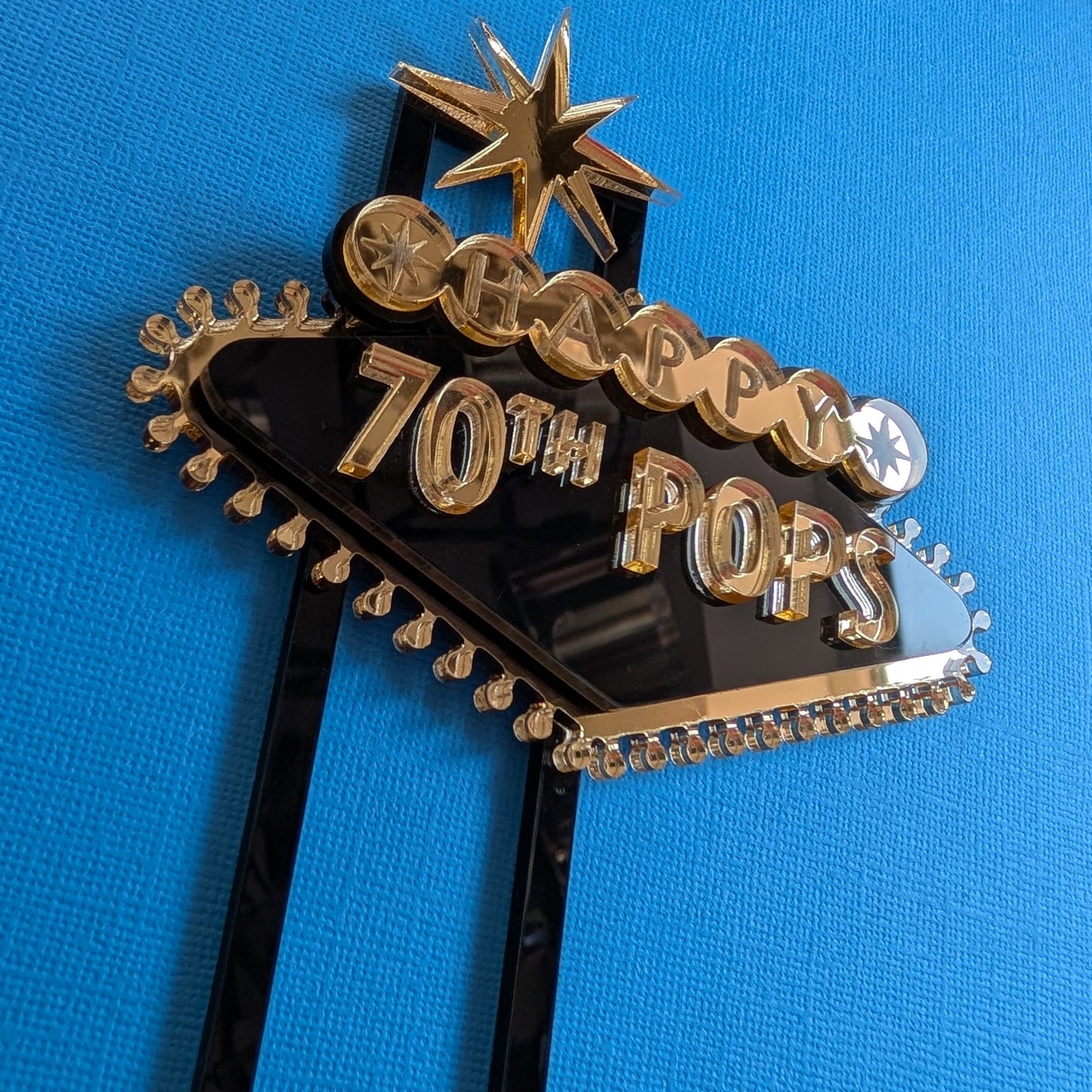 Las Vegas inspired acrylic birthday cake topper