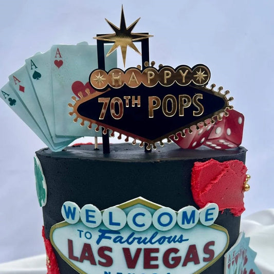 Las Vegas inspired acrylic birthday cake topper