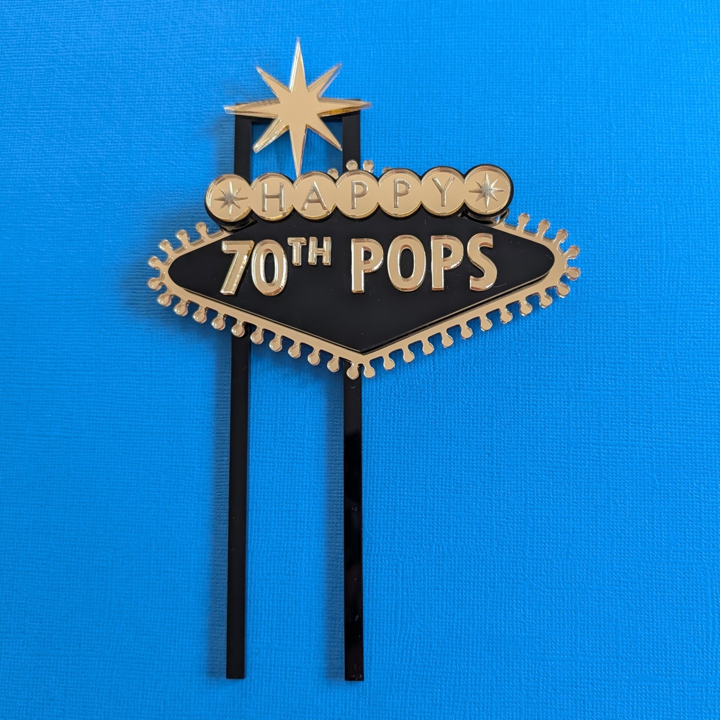 Las Vegas inspired acrylic birthday cake topper