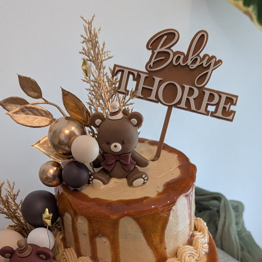 Baby Surname acrylic double layer Cake topper