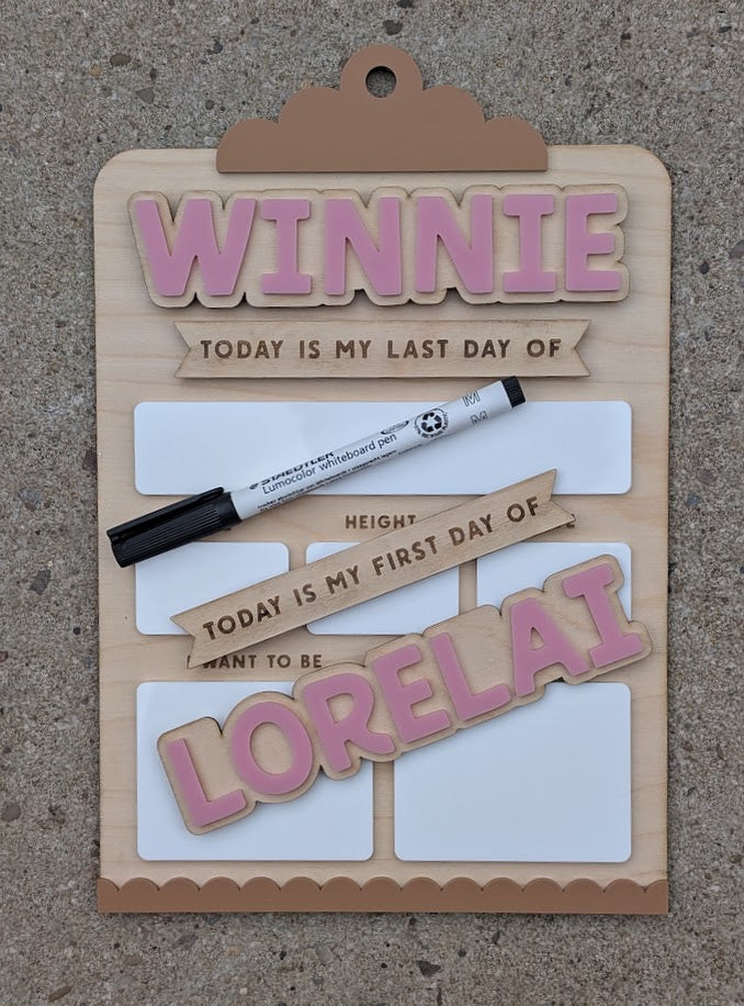 Personalised first day / last day of school board sign