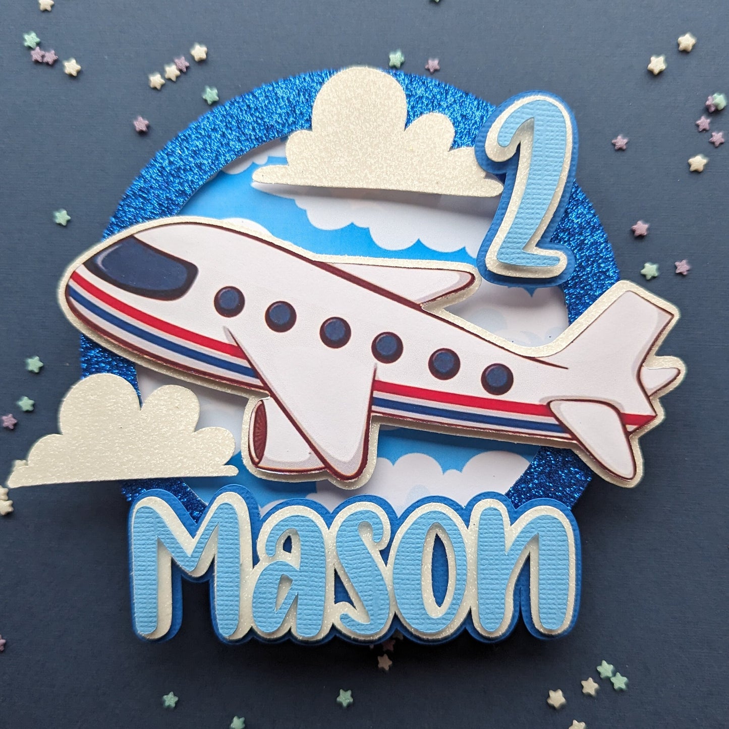 Personalised aeroplane cake topper