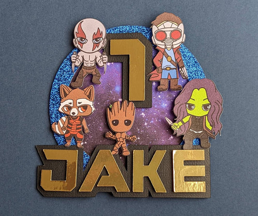 Personalised space superhero cake topper