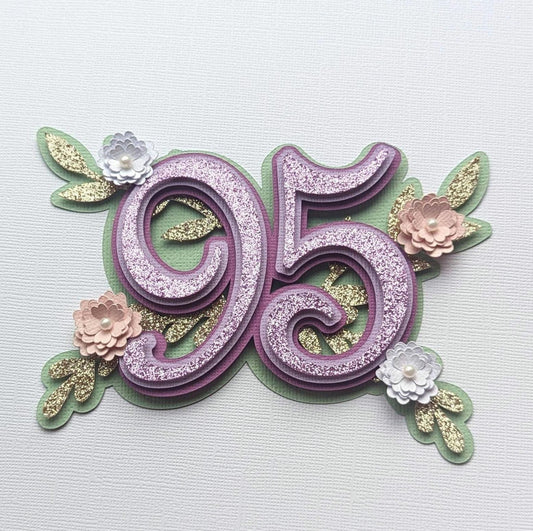 Floral number age cake topper