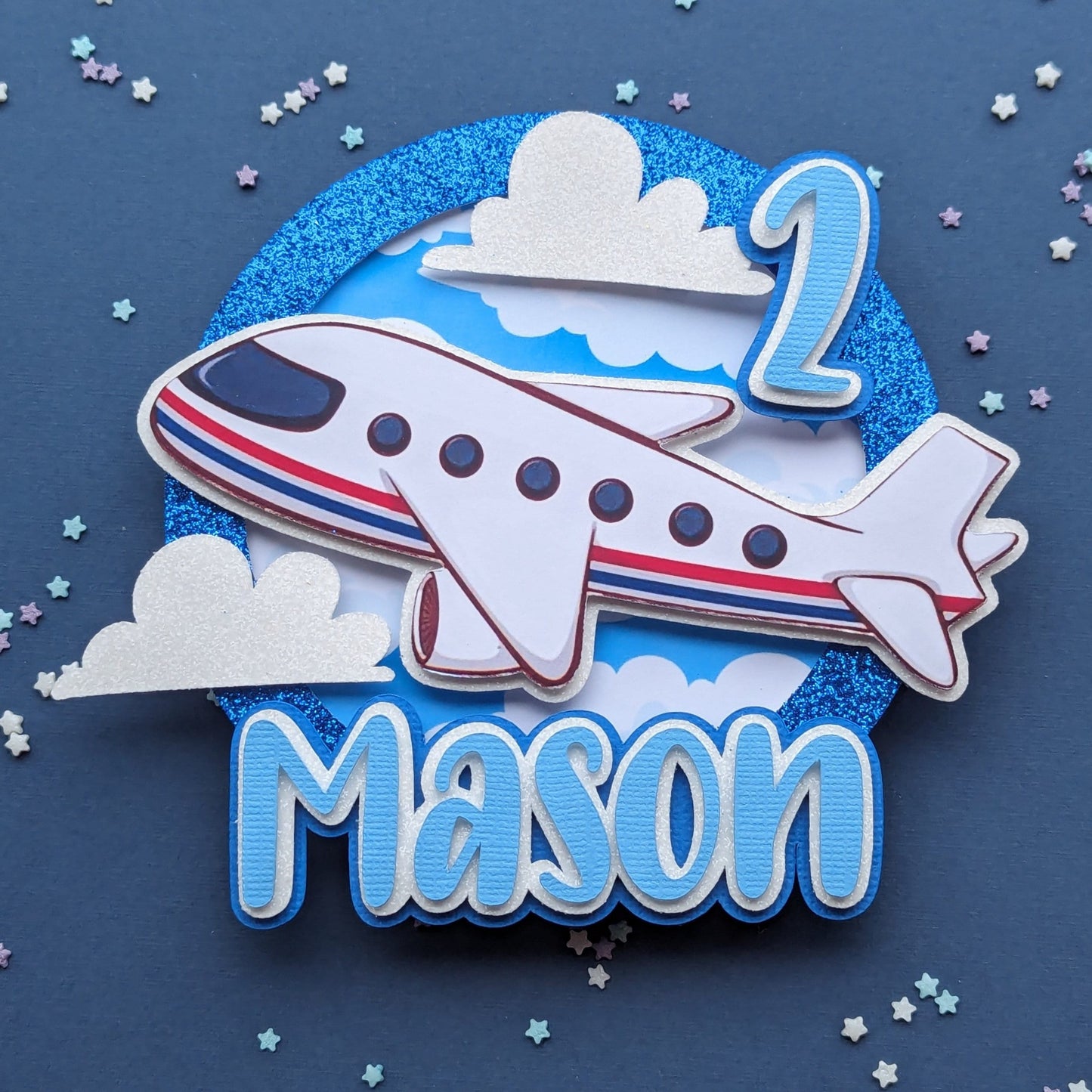 Personalised aeroplane cake topper