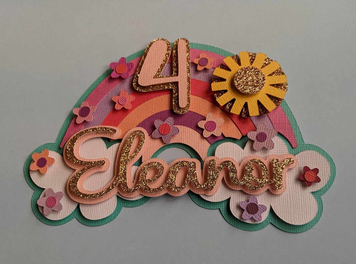 Personalised rainbow cake topper