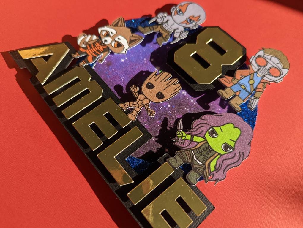 Personalised space superhero cake topper