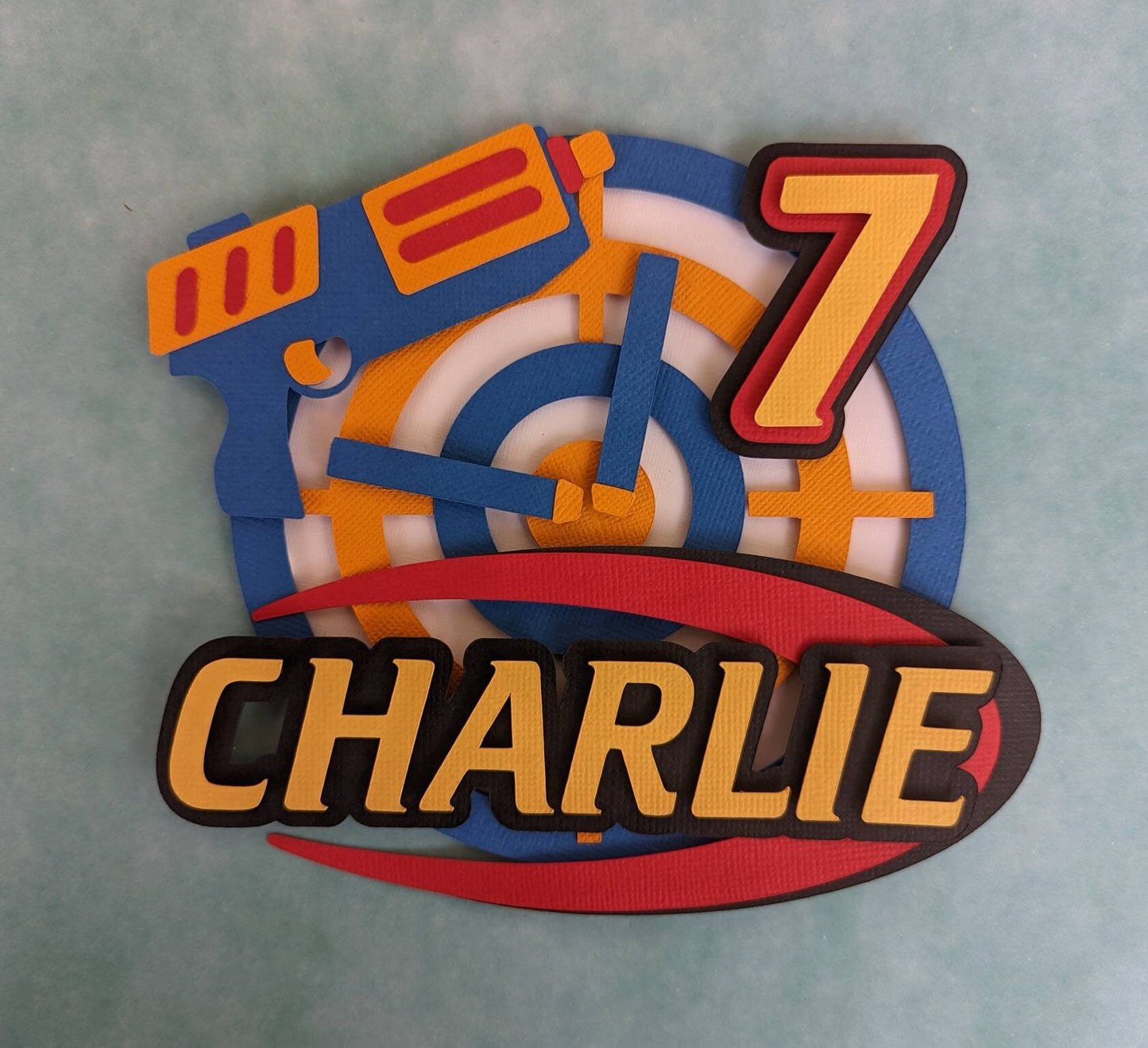 Personalised shooter target cake topper