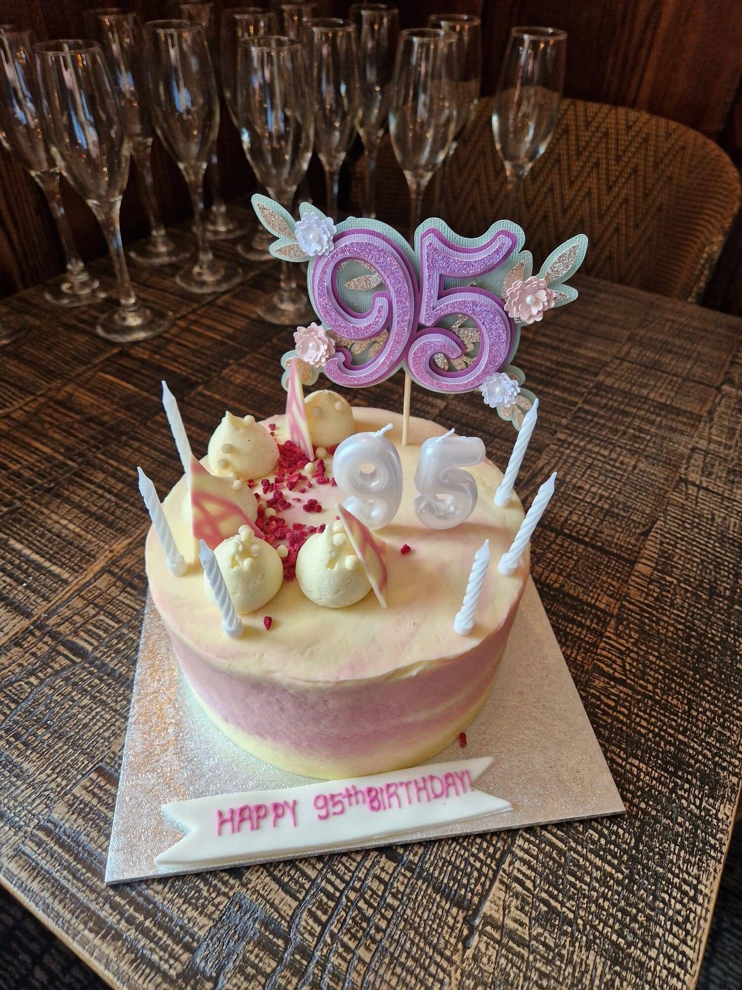Floral number age cake topper