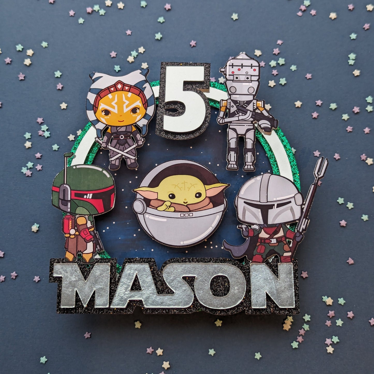 Personalised star heros cake topper