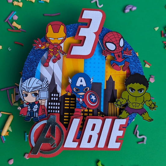 Personalised superhero cake topper