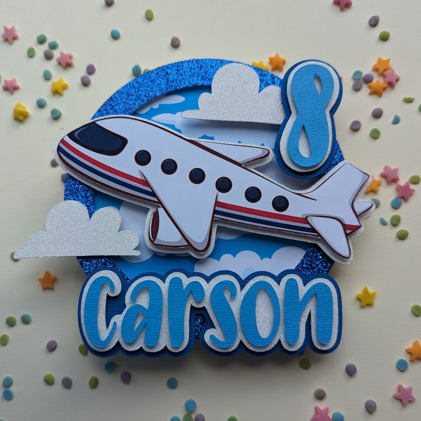 Personalised aeroplane cake topper