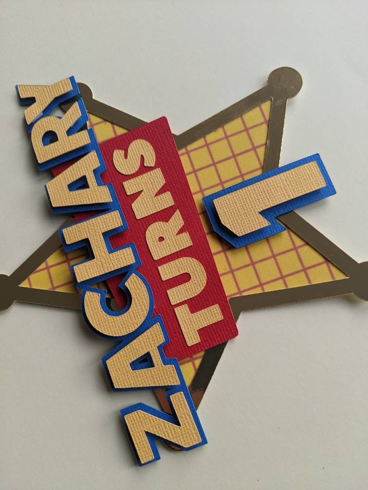 Personalised cowboy sheriff badge cake topper
