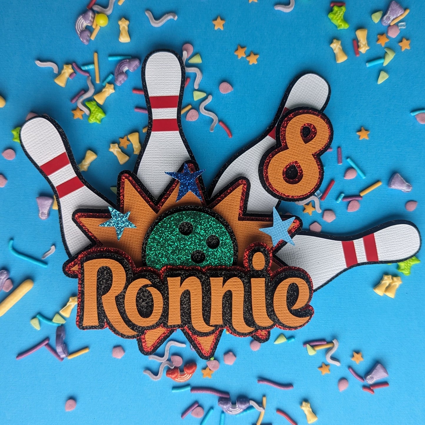 Personalised bowling cake topperr