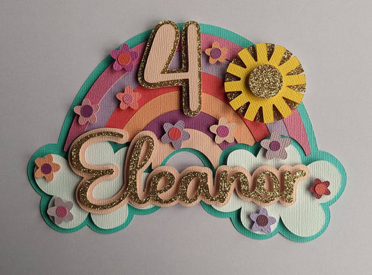 Personalised rainbow cake topper