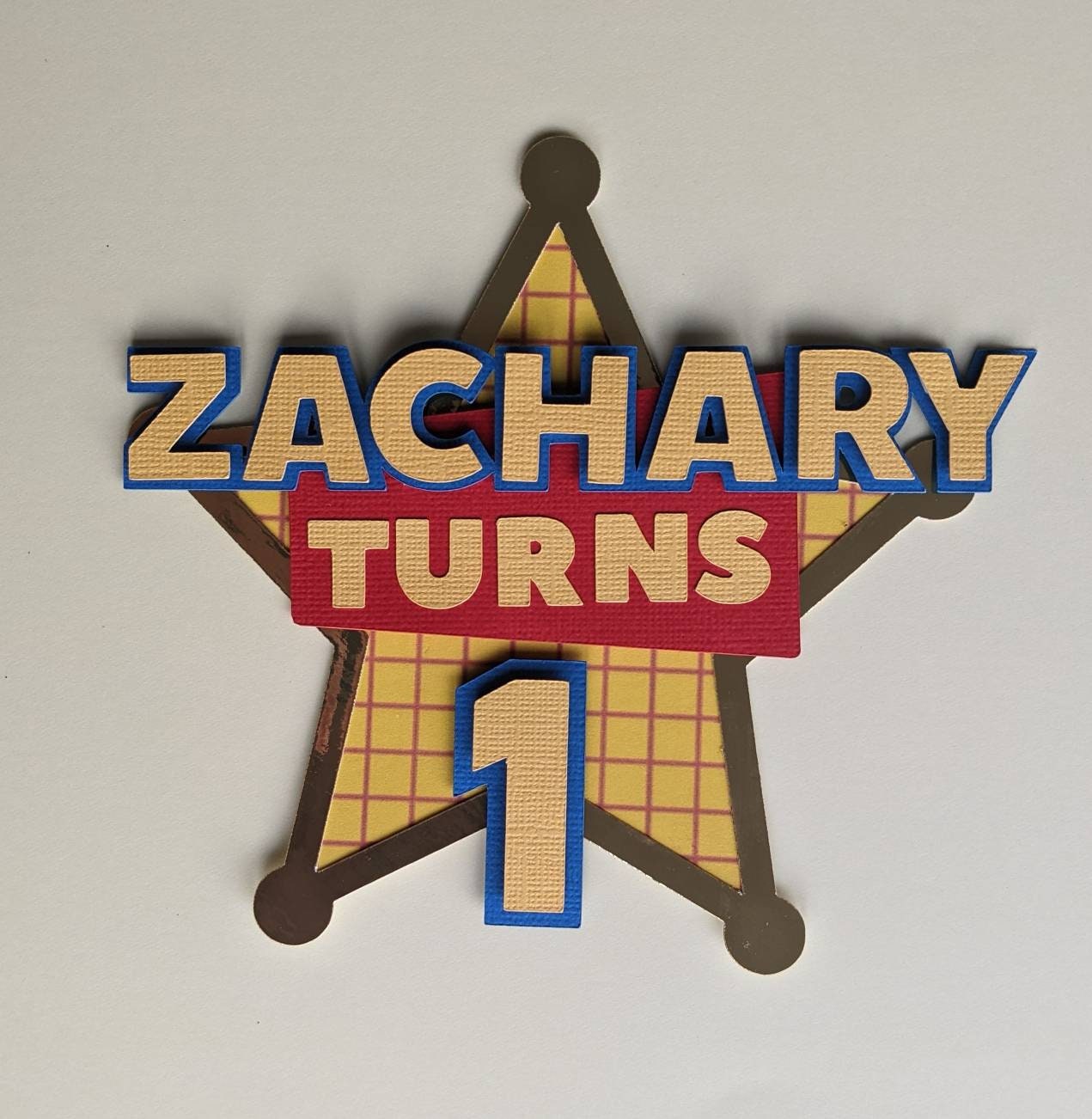 Personalised cowboy sheriff badge cake topper