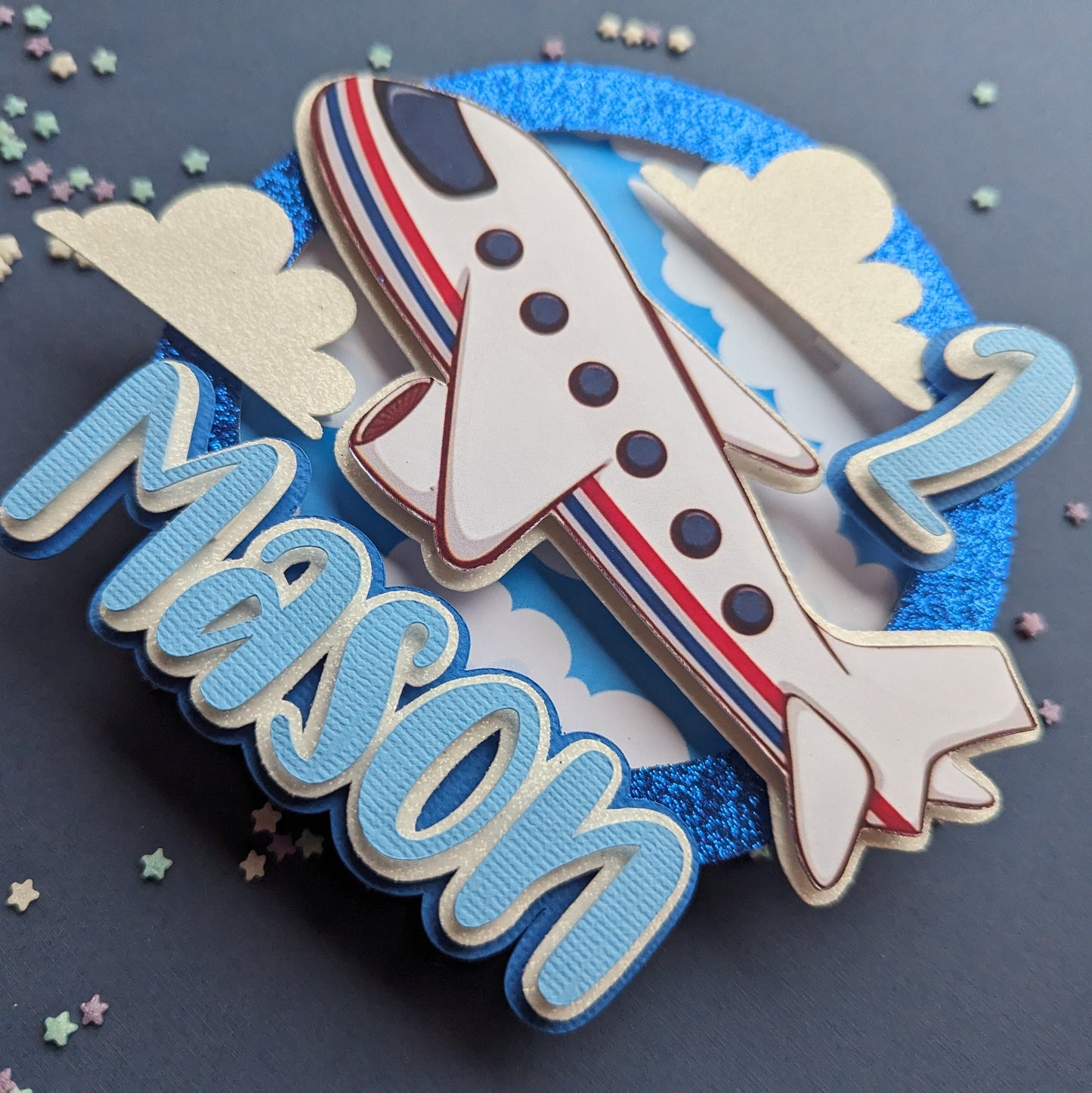 Personalised aeroplane cake topper