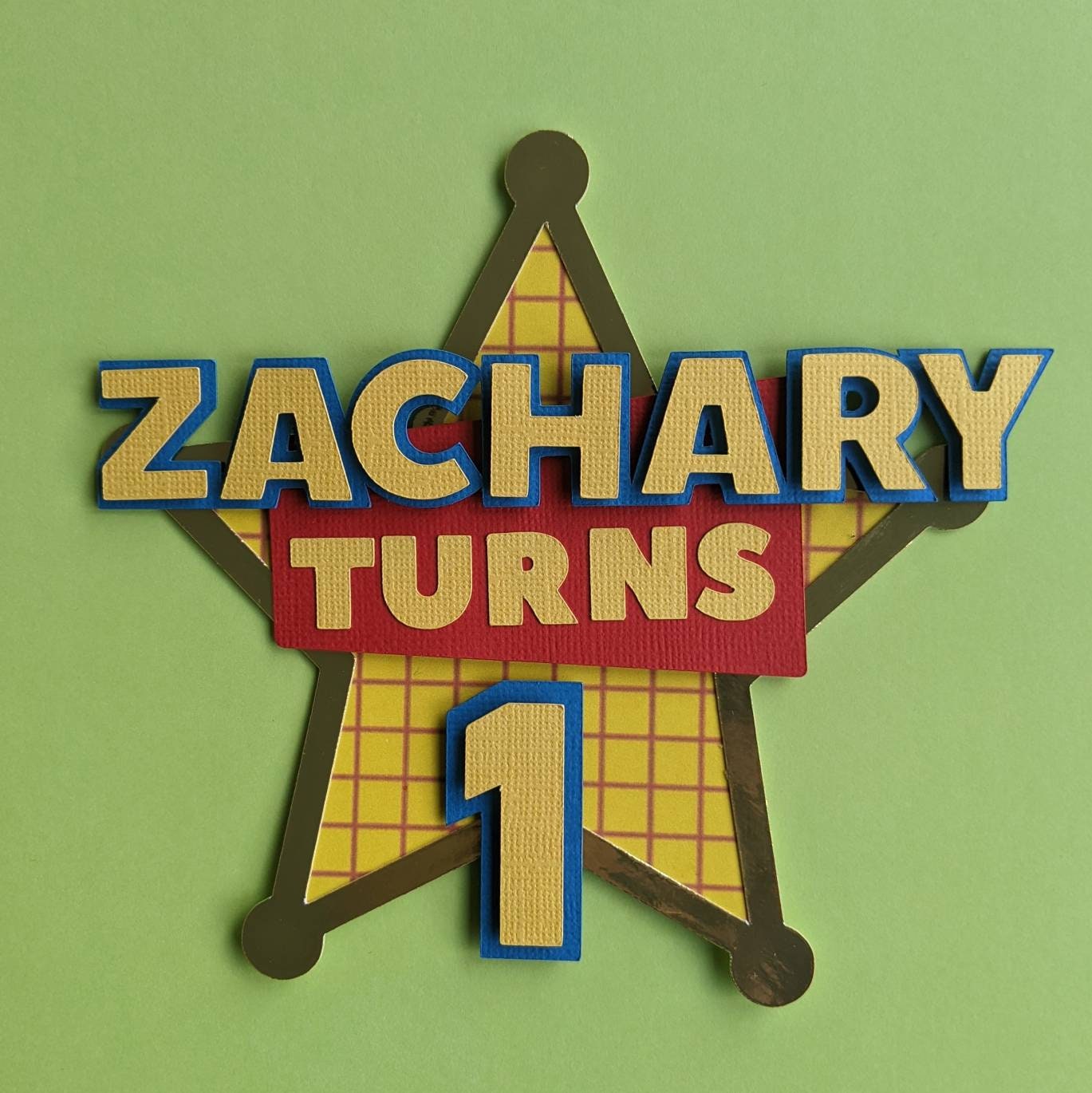 Personalised cowboy sheriff badge cake topper