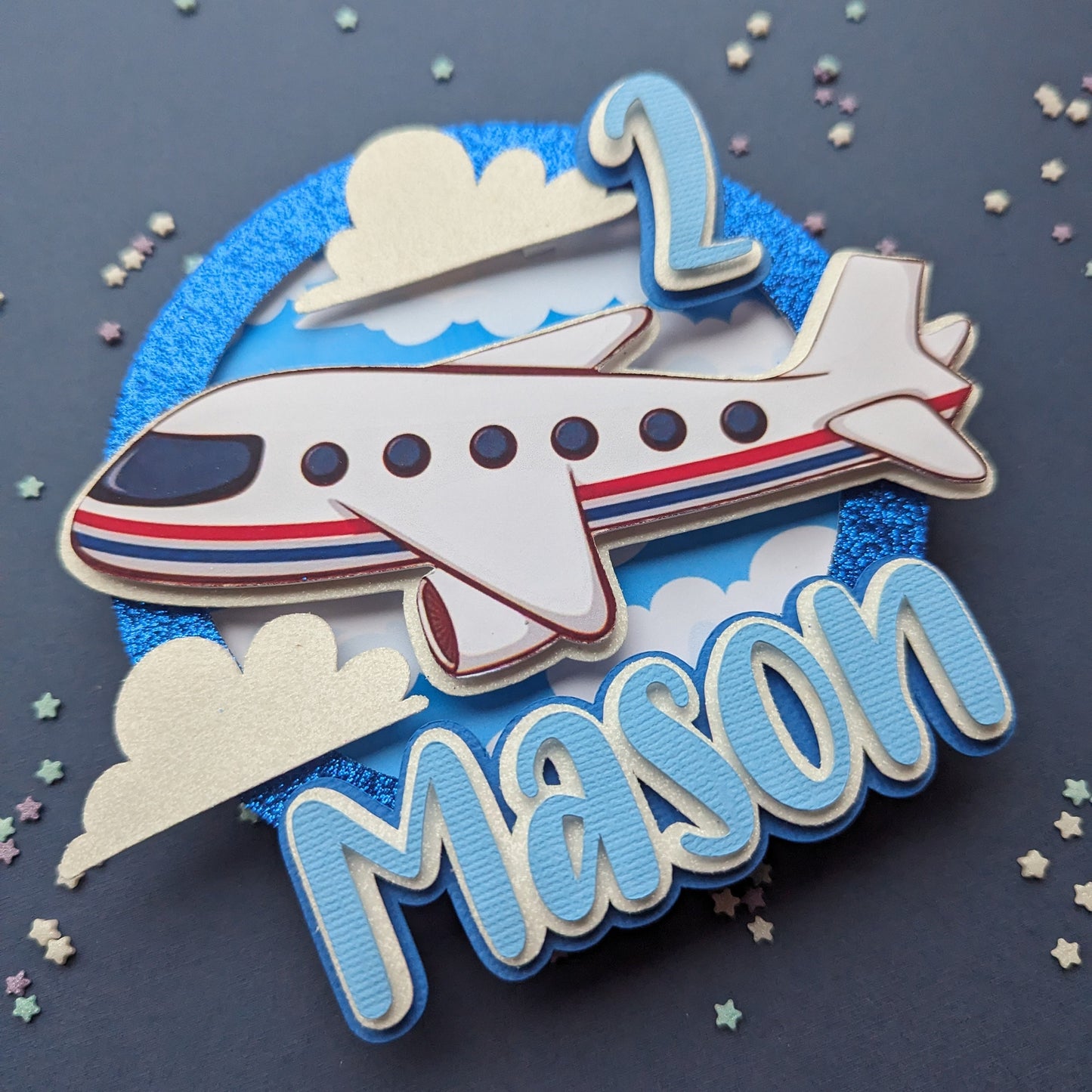 Personalised aeroplane cake topper