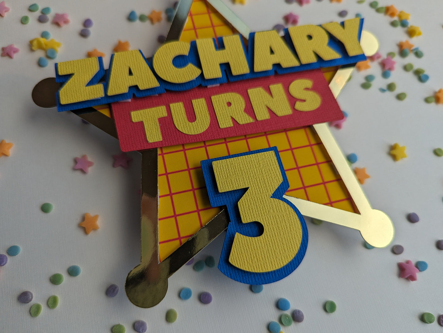 Personalised cowboy sheriff badge cake topper