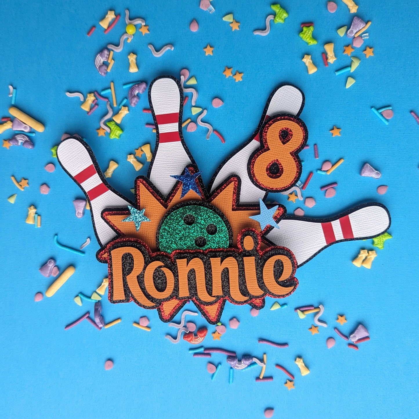 Personalised bowling cake topperr