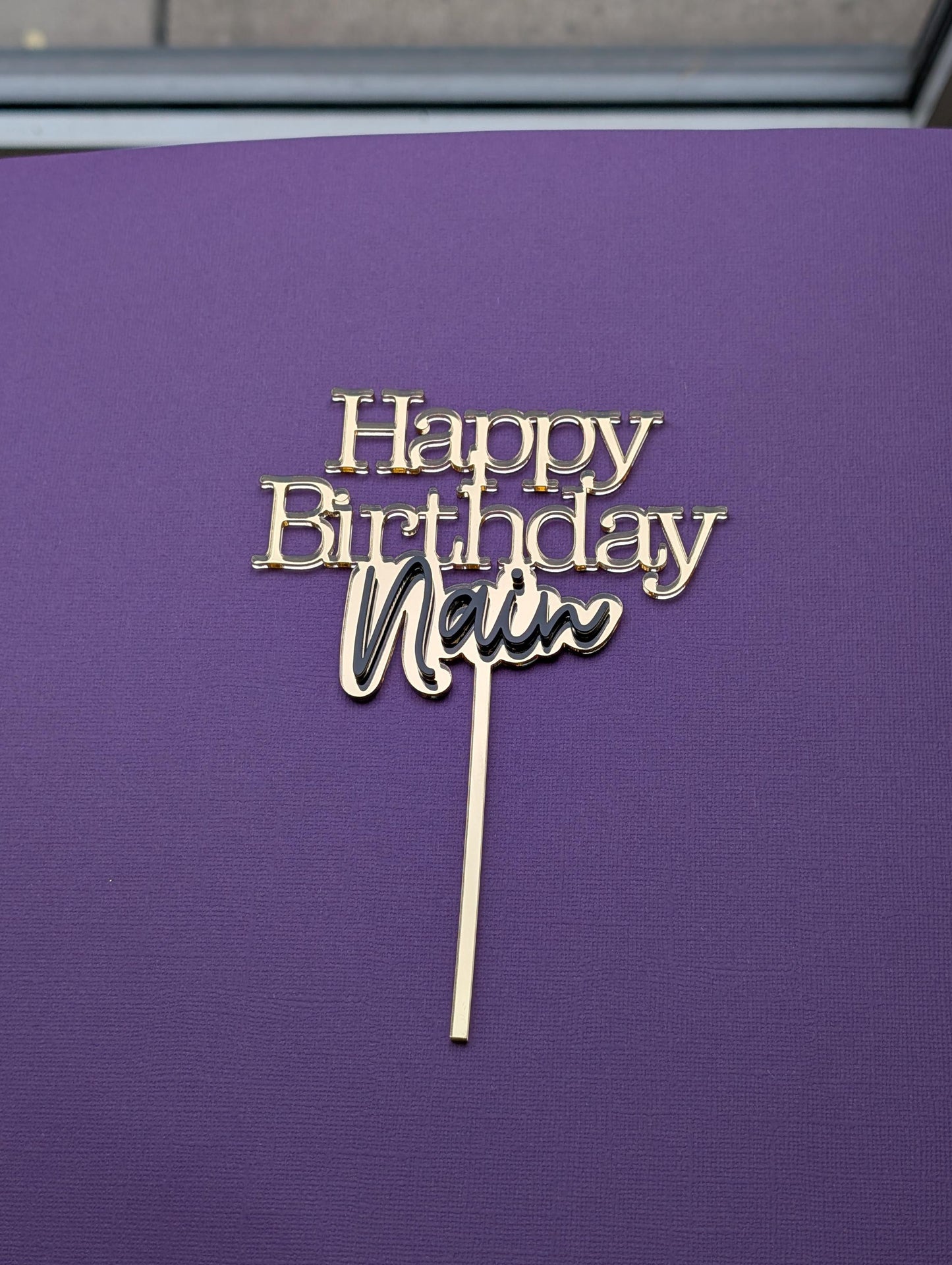 Personalised Happy birthday NAME double layer acrylic cake topper