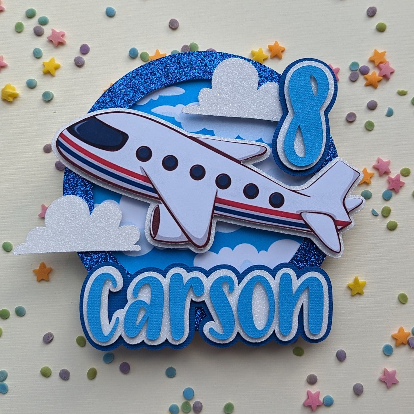 Personalised aeroplane cake topper