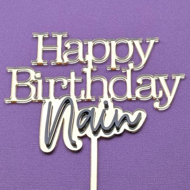 Personalised Happy birthday NAME double layer acrylic cake topper