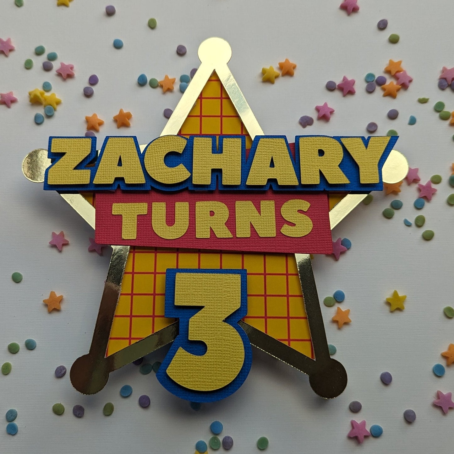 Personalised cowboy sheriff badge cake topper