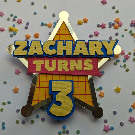 Personalised cowboy sheriff badge cake topper