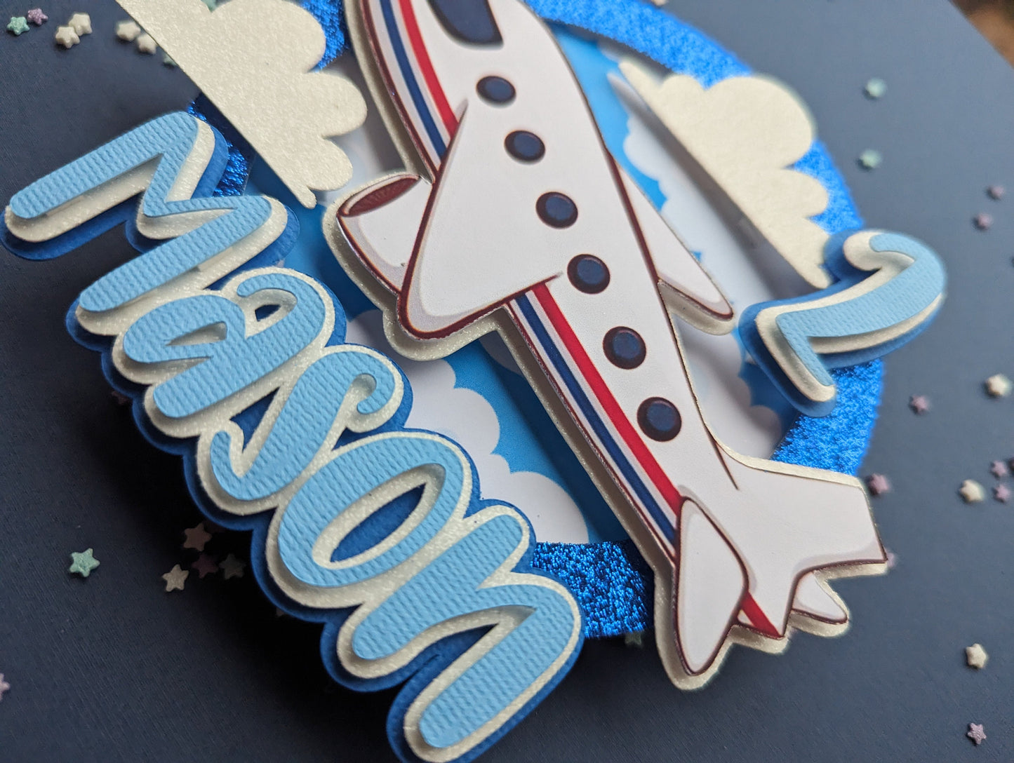 Personalised aeroplane cake topper